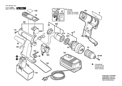 Section 1 Diagram and Parts List for 0601936887  Bosch Screwdriver