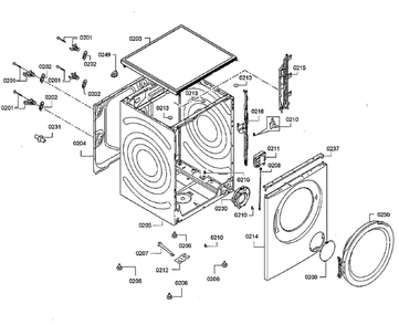 Cabinet Diagram and Parts List for WAT28402UC 06 Bosch Washer