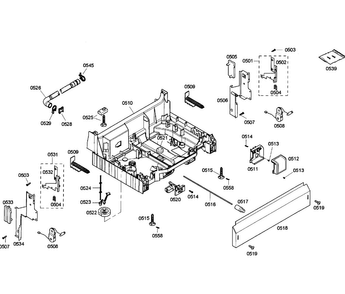 Base Assy Diagram and Parts List for SHX43M05UC 52 Bosch Dishwasher