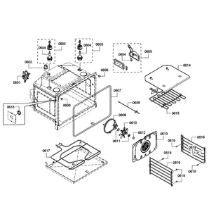 Lower Oven Assy Diagram and Parts List for HBL8650UC 09 Bosch Wall Oven