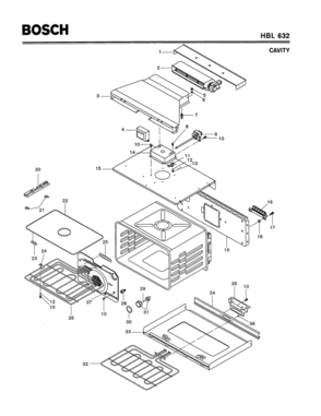 02 - CAVITY Diagram and Parts List for HBL632  Bosch Range