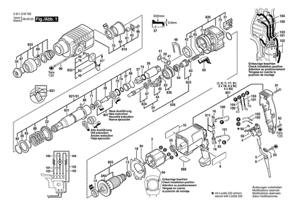Section 1 Diagram and Parts List for 0611218739  Bosch Hammer Drill