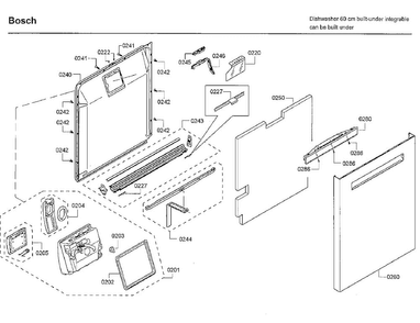 Door Diagram and Parts List for SHP65T52UC 02 Bosch Dishwasher