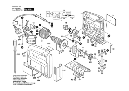 Section 1 Diagram and Parts List for PST50A 0603229132 Bosch Jig Saw