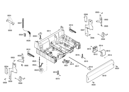 Base Assy Diagram and Parts List for SHE46C06UC 47 Bosch Dishwasher