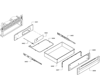 Drawer Assy Diagram and Parts List for HES7282U 06 Bosch Range