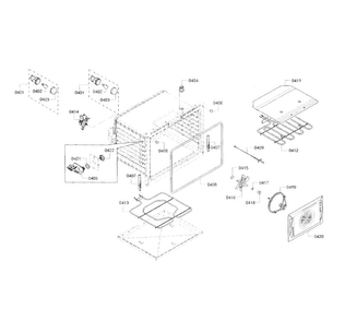Cavity Diagram and Parts List for HDI8054U 01 Bosch Range