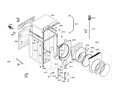 Door Assembly Diagram and Parts List for WFMC640SUC 01 Bosch Washer