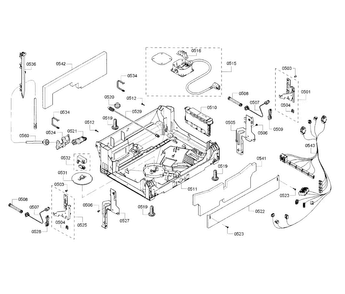 Base Diagram and Parts List for SHE65T56UC 02 Bosch Dishwasher