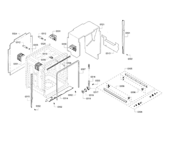 Cavity & Frame Diagram and Parts List for SHE55RF5UC 69 Bosch Dishwasher
