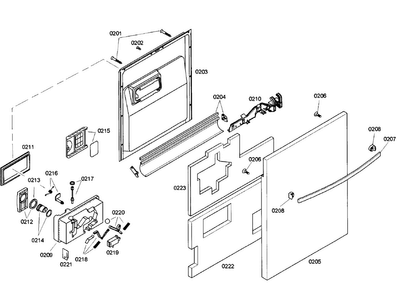 Door Diagram and Parts List for SHX57C05UC 14 Bosch Dishwasher