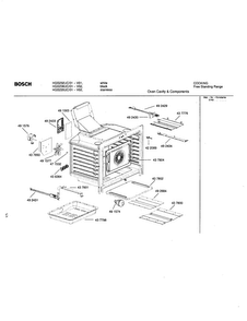 Oven Cavity And Components Diagram and Parts List for HGS232UC 01 Bosch Range