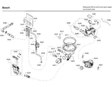 Pump Diagram and Parts List for SHE65P05UC 63 Bosch Dishwasher