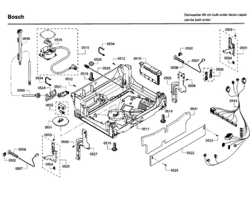 Base Diagram and Parts List for SHE53T56UC 09 Bosch Dishwasher