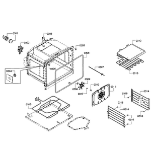 Oven Upper Diagram and Parts List for HBN3550UC 11 Bosch Wall Oven