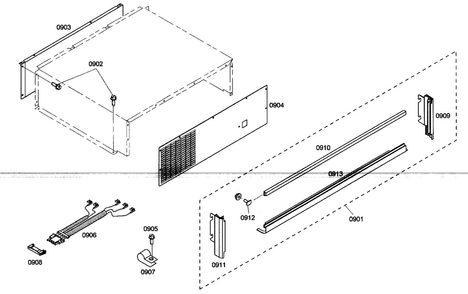 Top Grille Diagram and Parts List for KBULT3675E01  Thermador Refrigerator