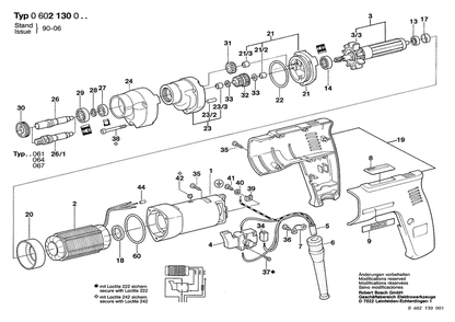 Section 1 Diagram and Parts List for 0602130061  Bosch Drill