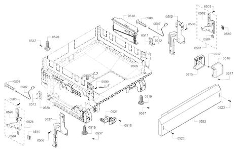 Base Diagram and Parts List for SHE3AR52UC 21 Bosch Dishwasher
