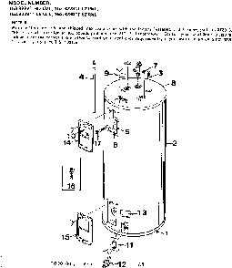 Non-functional Replacement Parts Diagram and Parts List for 153322911  Kenmore Water Heater