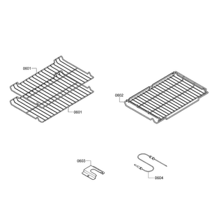 Shelfs Diagram and Parts List for HES7282U 08 Bosch Range