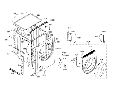 Body/door Diagram and Parts List for WTMC553SUC 06 Bosch Dryer