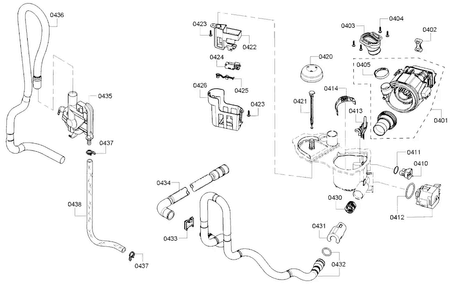 Pump Diagram and Parts List for SHE3ARF2UC 08 Bosch Dishwasher