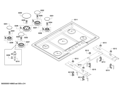 Diagram 2 Diagram and Parts List for NGM8054UC-03  Bosch Cooktop
