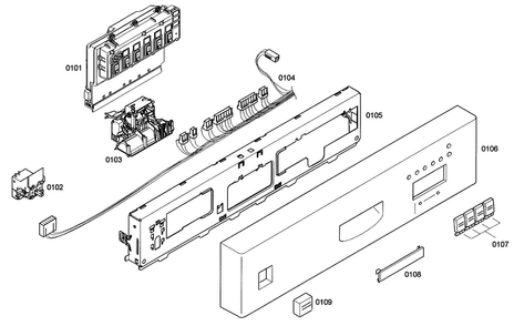 Control Panel Diagram and Parts List for SHE43C05UC 46 Bosch Dishwasher