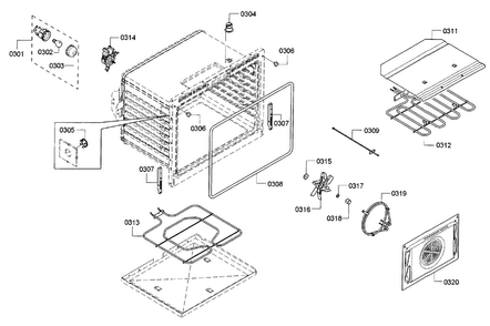 Cavity Assy Diagram and Parts List for HBL5751UC 01 Bosch Microwave