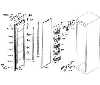 Door Assy Diagram and Parts List for T24IF70NSP 18 Thermador Freezer
