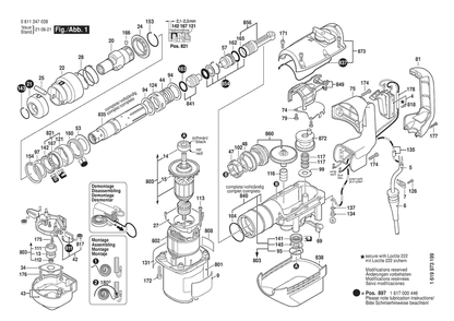 Section 1 Diagram and Parts List for GBH5-38 0611247039 Bosch Hammer Drill
