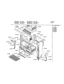 Lower Body Diagram and Parts List for HBL452AUC 01 Bosch Wall Oven