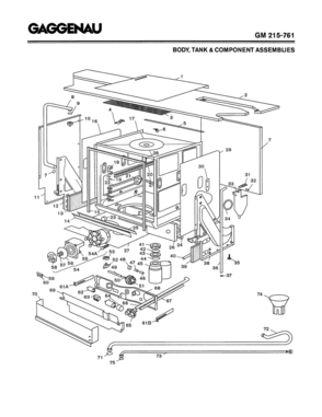 01 - BODY, TANK & COMPONENT ASSEMBLIES Diagram and Parts List for GM215-761  Bosch 