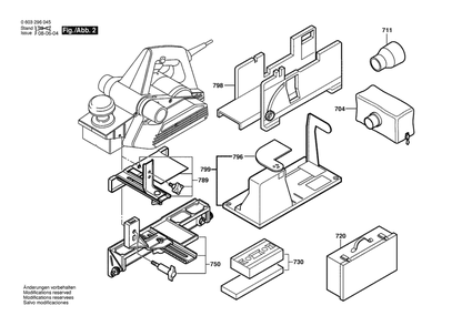 Section 2 Diagram and Parts List for PHO25-82 0603296045 Bosch Planer Jointer