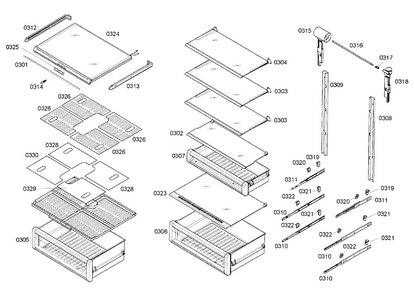 Drawer Assy Diagram and Parts List for T24IR70NSP 01 Thermador Refrigerator