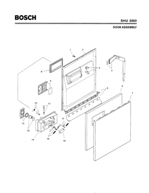 02 - DOOR ASSEMBLY Diagram and Parts List for SHU3002  Bosch Dishwasher