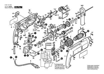 Bosch Hd6876type1 (0601141656) Diagram and Parts List for HD6876 (TYPE 1)(0601141656) Bosch Hammer Drill