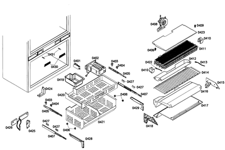 Freezer Assy Diagram and Parts List for T36IT71NNP 28 Thermador Refrigerator