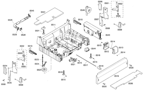 Base Assy Diagram and Parts List for SHE68P06UC 53 Bosch Dishwasher