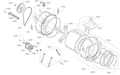 Drum Assy Diagram and Parts List for WAP24202UC 05 Bosch Washer