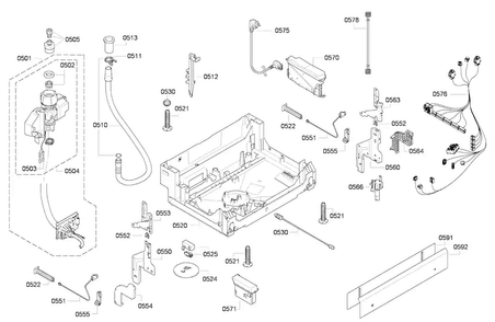 Base Assy Diagram and Parts List for DWHD650GPR 16 Thermador Dishwasher
