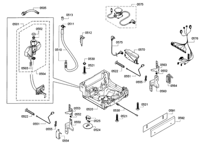 Base Diagram and Parts List for SPE5ES55UC 28 Bosch Dishwasher