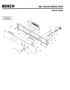 04 - FASCIA PANEL Diagram and Parts List for HBL742AUC(FD8207-)  Bosch Wall Oven