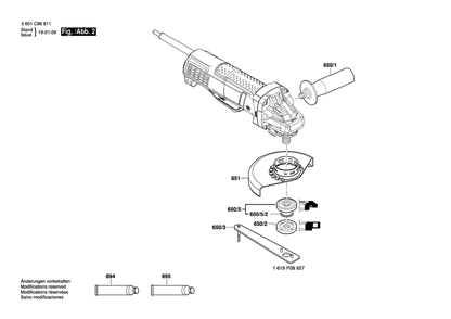 Page 2 Diagram and Parts List for GWS10-45DE 3601C96611 Bosch Angle Grinder