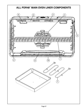 36 - MAIN OVEN LINER Diagram and Parts List for PDR484GGZS  Bosch Range