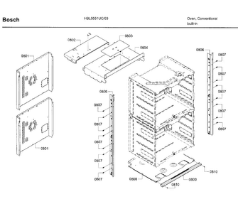 Frame Diagram and Parts List for HBL5551UC 03 Bosch Wall Oven