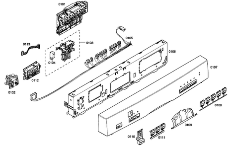 Control Panel Diagram and Parts List for SHE55M02UC 48 Bosch Dishwasher