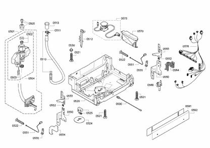 Base Assy Diagram and Parts List for S47KMK15UC 22 Bosch Dishwasher
