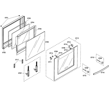 Door Assy Diagram and Parts List for HBN3550UC 04 Bosch Wall Oven