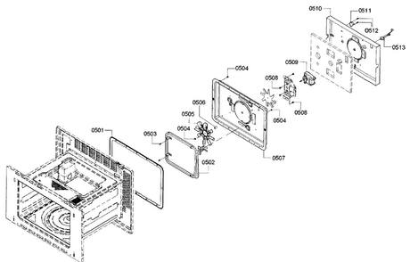 Convection Diagram and Parts List for HBL8751UC 01 Bosch Microwave Oven Combo